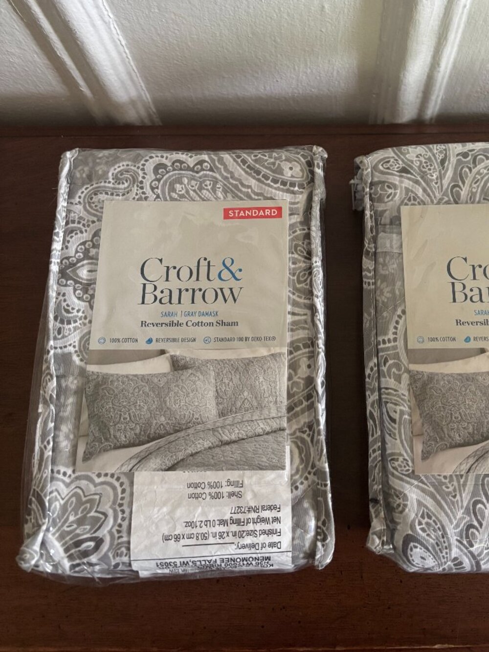 Grey and White Cotton Pillow Sham Bedding